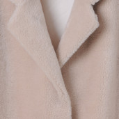 Palton shearling tip lana rever scurt, bej, 107cm