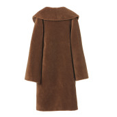 Palton shearling tip lana, guler sal, camel, 100cm