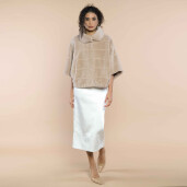 Jacheta blana naturala miel Australian tip lana, bej, 50cm