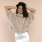 Jacheta blana naturala miel Australian tip lana, bej, 50cm