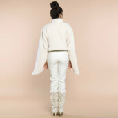 Jacheta matlasata tip capa, blana naturala miel Australian tip lana, off white, 50cm