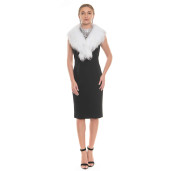 Guler de blana naturala de vulpe culoare alba