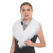 Guler de blana naturala de vulpe culoare alba