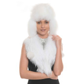 Guler de blana naturala de vulpe culoare alba