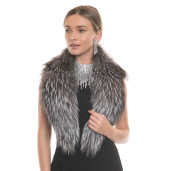 Guler de blana naturala de vulpe argintie