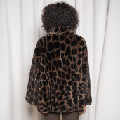Jacheta blana naturala vizon tuns, animal print, 65cm