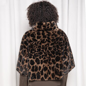 Jacheta scurta blana naturala vizon, animal print, 50cm