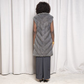 Vesta blana naturala vizon, silver grey, 90cm