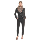 Guler de blana naturala de vulpe culoare aurie cu cordon pe piele naturala