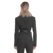 Guler de blana naturala de vulpe culoare aurie cu cordon pe piele naturala