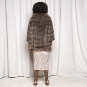 Haina blana naturala vizon, grey brown, 70cm