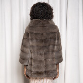 Haina blana naturala vizon, grey brown, 70cm