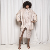 Haina blana naturala vizon, beige, 75cm