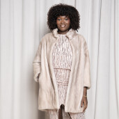 Haina blana naturala vizon, beige, 75cm