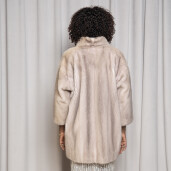 Haina blana naturala vizon, cream, 85cm