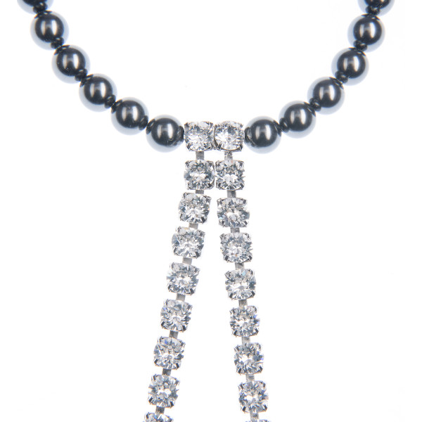 Colier Amma perle Swarovski Jet Pearl, cristale Swarovski