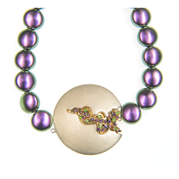 Colier Selena perle Swarovski Purple Pearl, cristale Swarovski