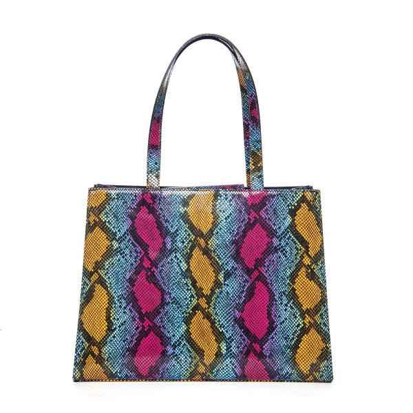 Geanta plaja Mixt Color Snake, dimensiune 30x40x15, piele naturala 100%