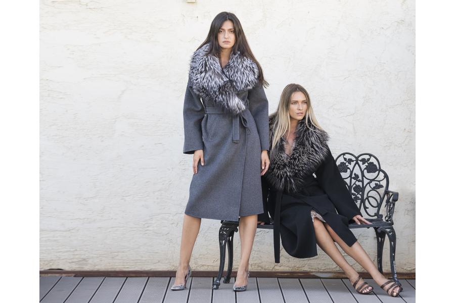 Cashmere Coats with oversized fox fur collars